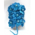 Satin Flowers with Pearls on Stem Turquoise